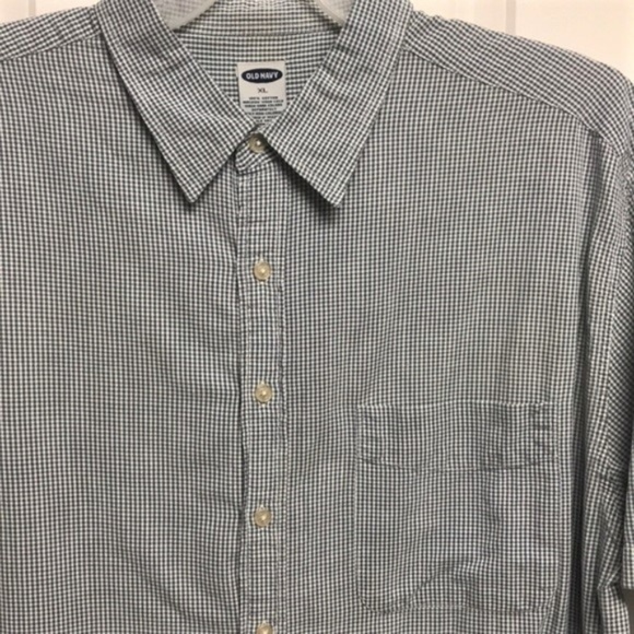 Old Navy Shirt Size XL Blue Checker Short Sleeve - Picture 2 of 3
